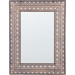 Miroir Mural Déco Oriental 69 x 90 cm Cadre en Métal Ajouré et Cuivré Top Tendance pour Chambre Salon ou Couloir Boho et Chic Beliani