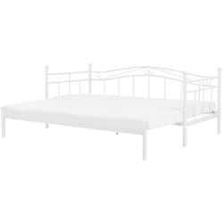 Lit Banquette Extensible en Métal Blanc 90 / 180 x 200 cm Elégant et Romantique pour Chambre Moderne ou Scandinave Beliani