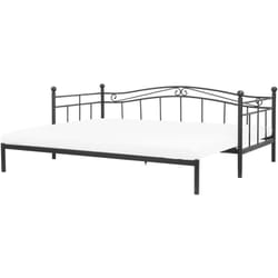 Lit Banquette Extensible en Métal Noir 90 / 180 x 200 cm Elégant et Romantique pour Chambre Moderne ou Contemporaine Beliani