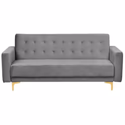 Canapé convertible 3 places en velours gris ABERDEEN