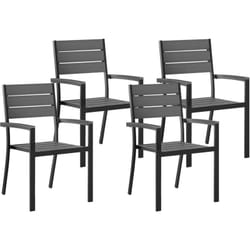 Lot 4 Chaises de Jardin en Aluminum Noir et Assise Effet Bois Gris Design Universel et Matières Durables pour Terrasse ou Balcon Moderne Beliani