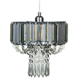 Beliani - Lustre Glamour Lampe Suspension en Cristaux Multiples Gris Clair Fumé et Acier E14 Max. 40W Solution Éclairage pour Salle à Manger Chic