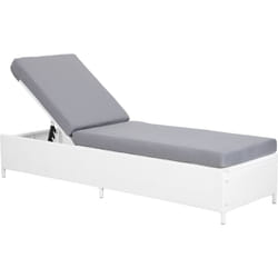 Beliani - Chaise Longue de Jardin ou Terrasse en Rotin Blanc avec Coussin Gris Inclus Dossier Réglable et Design Moderne Intemporel et Élégant