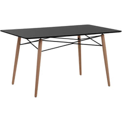 Table à Manger 140 x 80 cm Plateau Noir en mdf, Pieds en Bois Clair et Déco en Métal Noir de Style Scandinave pour Intérieur Moderne Beliani