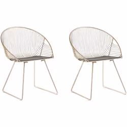 Lot de 2 chaises de salle à manger avec cadre métallique doré. Une pièce de choix pour un décor moderne minimaliste et un com ...