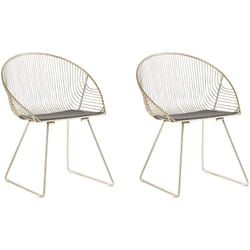 Lot 2 Chaises Industrielles en Métal Doré Design Tendance et Style Ultra Moderne pour Salon Cuisine ou Salle à Manger Contemporaine Beliani