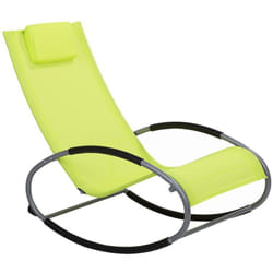 Chaise de Jardin Transat à Bascule en Textile Vert Jaune et Acier Argenté Matières Résistantes et Durables et Design Moderne Très Confortable Beliani