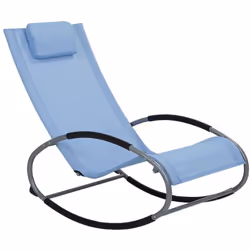Bain de soleil. Cette chaise longue bleue au style contemporain est complétée par son design ergonomique. Les cerceaux en aci ...