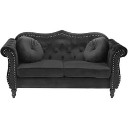 Beliani - Canapé Type Chesterfield 2 Places en Velours Noir avec Dossier Capitonné pour Salon au Style Vintage et Glamour
