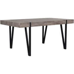 Table de Salle à Manger 150 x 90 cm Plateau de Couleur Bois Foncé en mdf et Pieds Noirs en Métal de Style Industriel, Moderne et Minimaliste Beliani