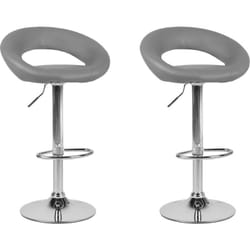 Set 2 Chaises de Bar Tabourets en cuir pu Gris et Métal Argenté Réglables en Hauteur et Pivotantes pour Salle à Manger ou Cuisine Moderne Beliani