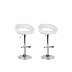 Beliani - Lot de 2 chaises de bar en simili-cuir blanc PEORIA