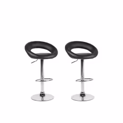 Chaises de bar en simili-cuir noir PEORIA - BELIANI - Lot de 2 - Contemporain - Design - Métal