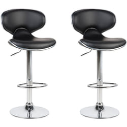 Lot de 2 Chaises Tabourets de Bar en Simili-cuir Noir et Métal Brillant Pivotantes et Réglables pour Cuisine ou Salle à Manger Ultra Moderne Beliani