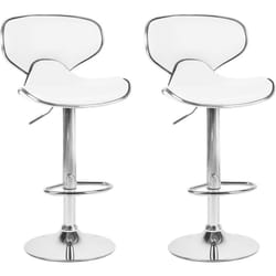 Lot de 2 Chaises Tabourets de Bar en Cuir pu blanc et Métal Brillant Pivotantes et Réglables pour Cuisine ou Salle à Manger Ultra Moderne Beliani