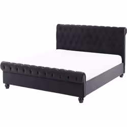 Lit 140 x 200 cm au style Victorien en velours noir. Sublimez votre chambre à coucher avec ce lit de luxe unique. Une élégant ...