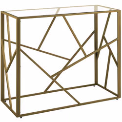 Table console en structure argentée et plateau en verre. Avec son design moderne et d'inspiration industrielle, cette table c ...