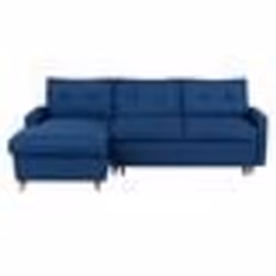 Canapé angle à droite convertible 4 places en tissu bleu marine FLAKK