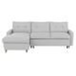 Canapé angle à droite convertible 4 places en tissu gris clair FLAKK