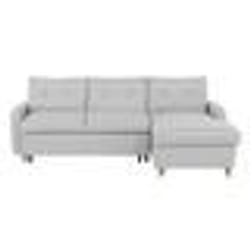 Canapé angle à gauche convertible 4 places en tissu gris clair FLAKK