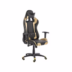 Chaise de bureau en cuir PU noir et doré KNIGHT
