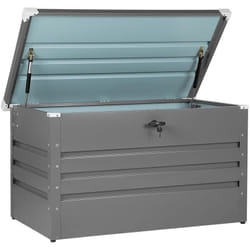 Coffre de Rangement Extérieur 100 x 62 cm 300 Litres en Acier Galvanisé Gris Idéal pour les Accessoires de Jardin Durable et Décoratif Beliani