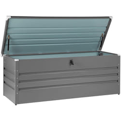 Coffre de Rangement Extérieur 165 x 70 cm 600 Litres en Acier Galvanisé Gris Idéal pour les Accessoires de Jardin Durable et Décoratif Beliani