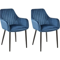 Beliani - Set 2 Chaises Tapissées en Velours Bleu Foncé Haut de Gamme Confort Optimal et Élégance pour Salle à Manger Rétro ou Glamour Tendance
