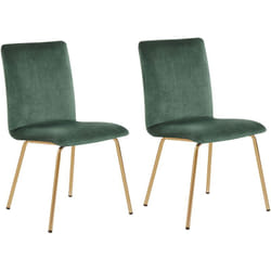 Lot 2 Chaises Glamour Tapissées en Velours Vert Haut de Gamme avec Pieds Dorés pour Salon ou Salle à Manger au Style Vintage Traditionnel Beliani
