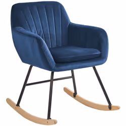 Chaise - petit fauteuil à bascule rembourré en velours bleu cobalt. Ce fauteuil à bascule offre un confort absolu et constitu ...