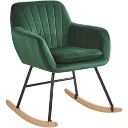 Beliani - Chaise à Bascule Type Rocking Chair en Velours Vert Foncé pour Coin de Lecture ou Salon au Design Scandinave et Glamour