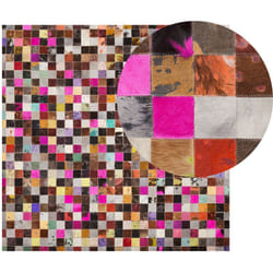 Tapis Rectangulaire Multicolore en Cuir Patchwork pour Intérieur au Style Moderne 200 x 200 cm Beliani