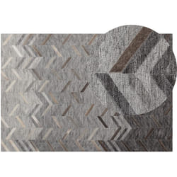 Tapis Gris Marron en Cuir et Viscose 140 x 200 cm pour Intérieur Moderne Beliani