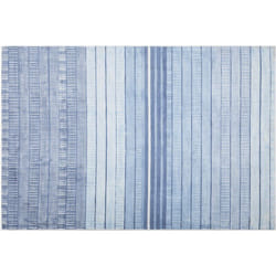 Tapis Rectangulaire Bleu Clair et Blanc en Viscose Motif à Rayures pour Chambre ou Salon au Style Scandinave 140 x 200 cm Beliani