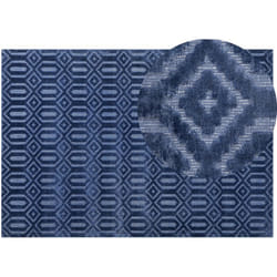 Beliani - Tapis Rectangulaire Bleu Foncé en Viscose pour Chambre ou Salon au Style Scandinave 160 x 230 cm