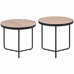 Lot de 2 tables d'appoints rondes avec plateau en bois. Si vous cherchez un ensemble composé de deux tables d'appoints, ce se ...