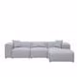 Canapé angle à gauche en tissu gris clair 3 places DOLVA