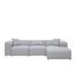 Canapé angle à gauche en tissu gris clair 3 places DOLVA
