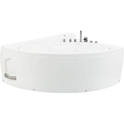 Beliani - Baignoire Balnéo d'Angle de Forme Ovale au Style Contemporain en Acrylique avec Chromothérapie et Robinet Cascade Capacité Max de 350 Litres