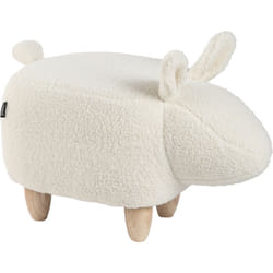 Beliani - Tabouret Lapin Chambre d'Enfant Pieds Bois Solides Repose-Pieds Tissu Blanc Cassé Bunny