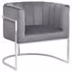 Fauteuil en velours gris LARVIK - BELIANI - Contemporain - Avec accoudoirs - 1 place - Salon - Intérieur