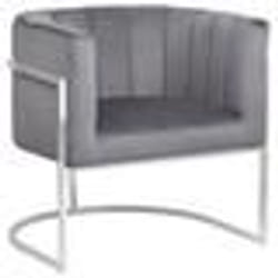 Fauteuil en velours gris LARVIK - BELIANI - Contemporain - Avec accoudoirs - 1 place - Salon - Intérieur