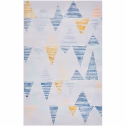 Tapis en tissu avec motifs triangulaires multicolores. Ajoutez une touche artistique à votre intérieur avec ce tapis à poils ...