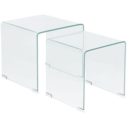 Beliani - 2 x Tables Basses d'Appoint en Verre Transparent de Design Minimaliste et Contemporain pour Salon Moderne ou Scandinave