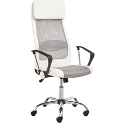 Beliani - Chaise de Bureau Moderne en Tissu Synthétique Blanc au Style Gaming avec Accoudoir en Plastique