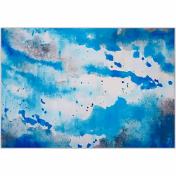 Tapis au style contemporain motif tâche bleue et grise. Ce tapis apporte une touche artistique à n'importe quel intérieur. Le ...