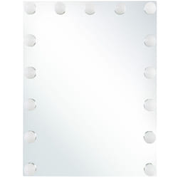 Miroir Mural Style Hollywoodien Sans Cadre avec Éclairage led sur le pourtour pour Salle de Bain ou à poser sur une Coiffeuse Beliani