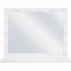 Miroir sur pieds avec cadre blanc ornée de lumière LED. Ce miroir blanc est une décoration parfaite pour une chambre ou une s ...