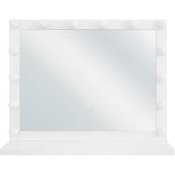 Miroir sur Pied de Forme Rectangulaire au Design Hollywoodien avec Éclairage led et Cadre en Acier Blanc Beliani