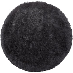 Tapis Rond Poil Long Noir en Polyester et Coton pour Chambre ou Salon au Style Scandinave 140 cm Beliani